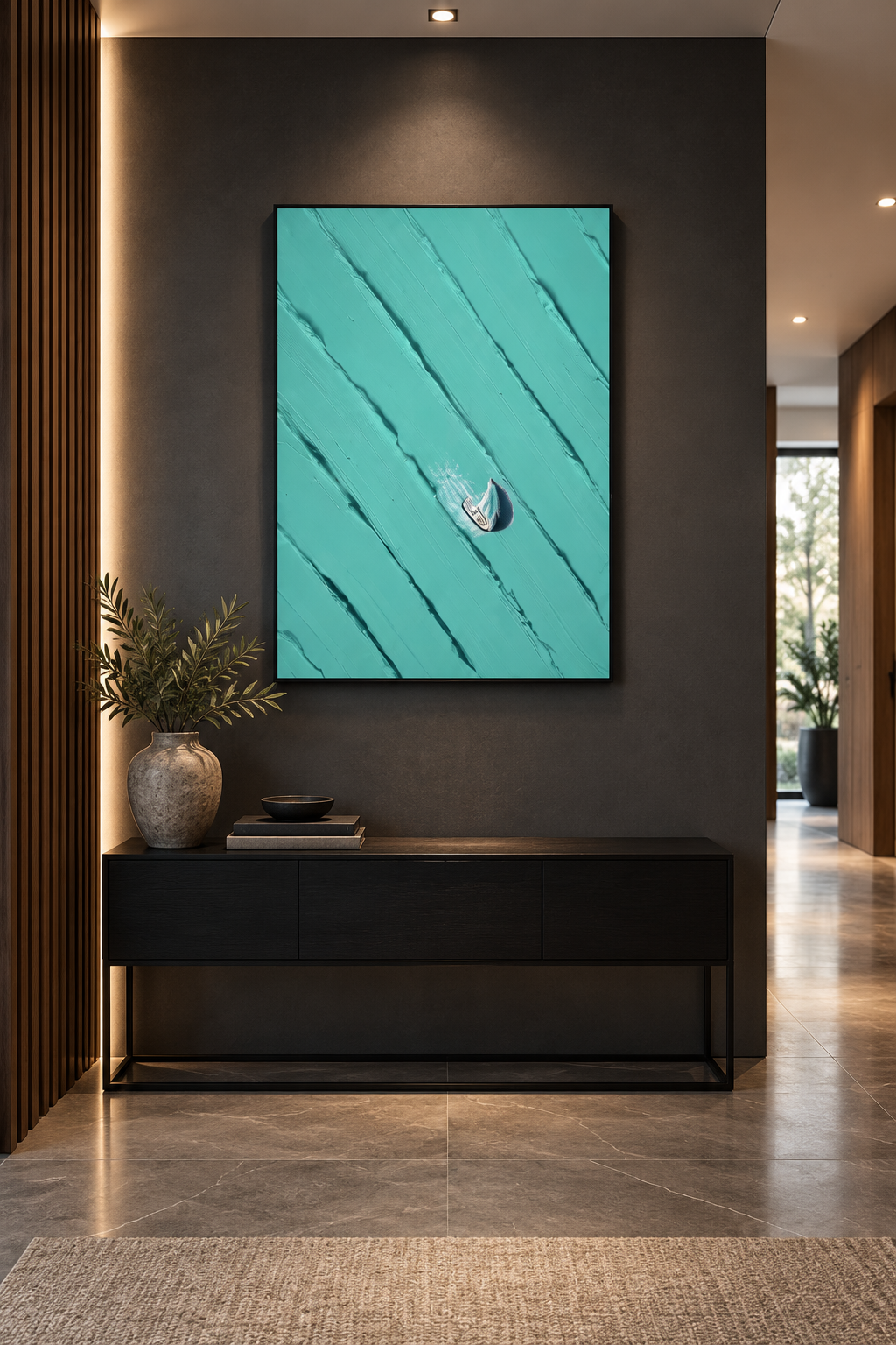 AERIS turquoise golf-inspired abstract wall art — featured view