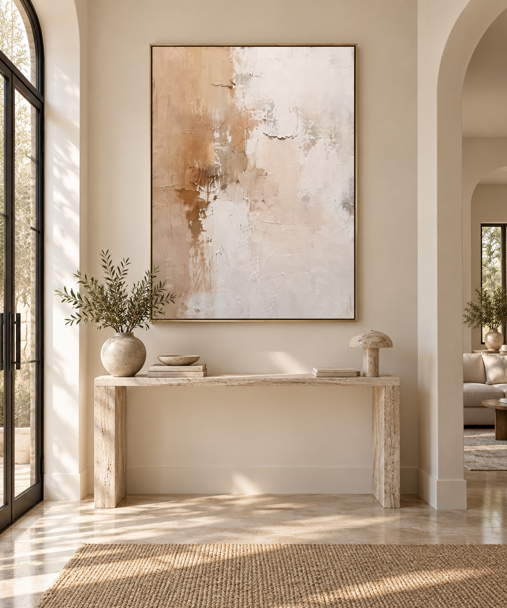 ALBA textured abstract wall art in a bright entryway