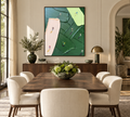 ALVORA green abstract golf and sports wall art in a refined dining room