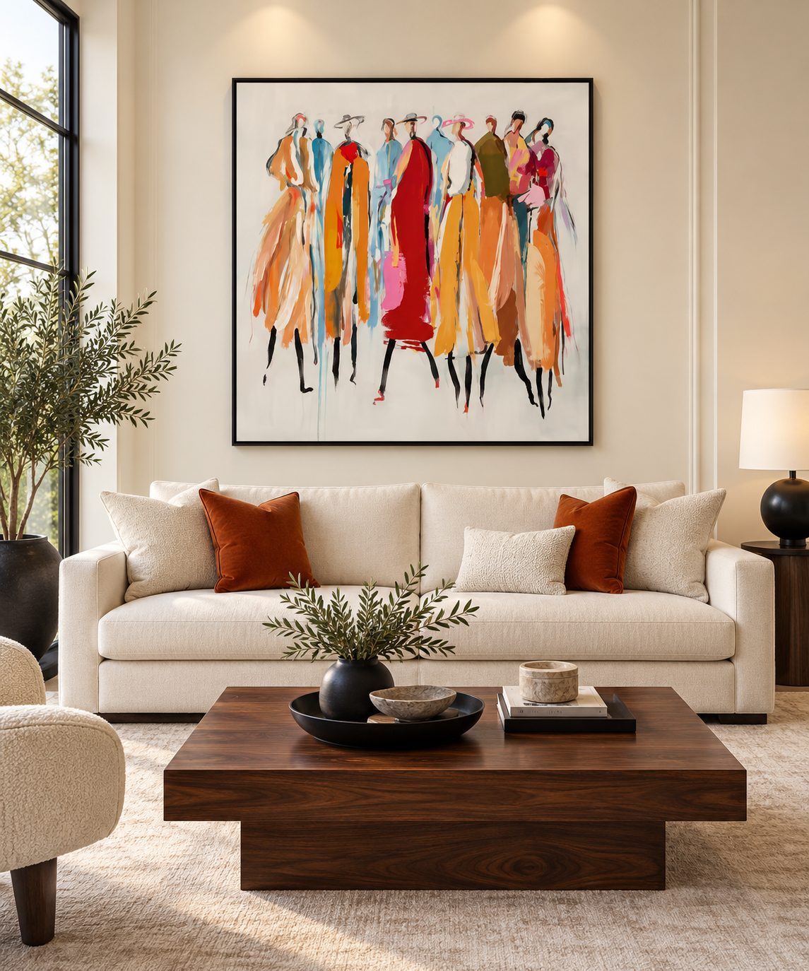 AMARA multicolor figurative Art Deco wall art in a dining room