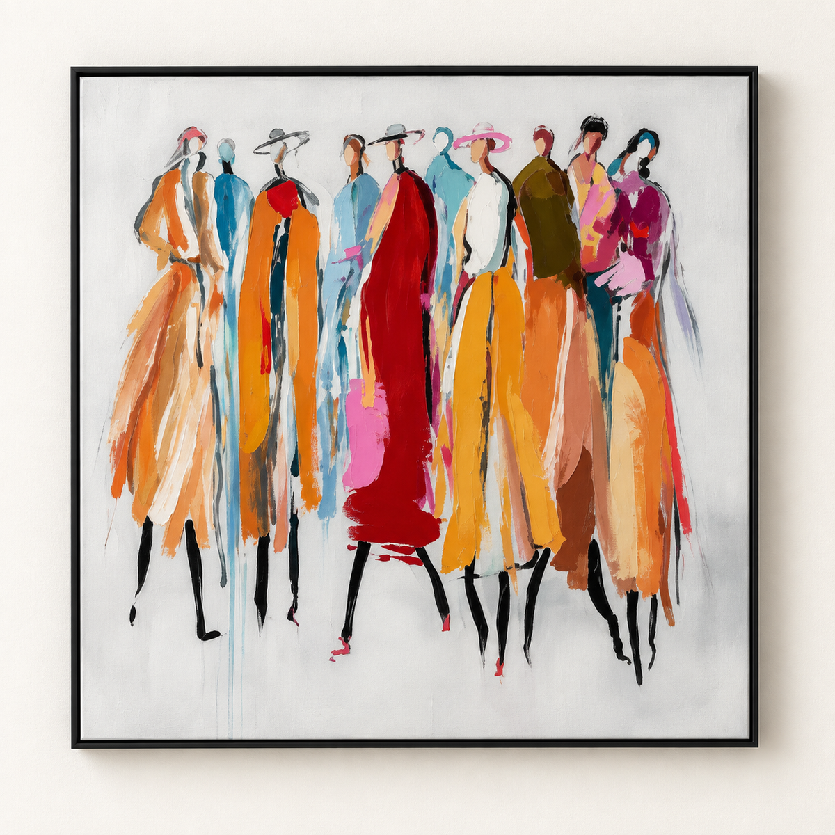 AMARA multicolor figurative Art Deco wall art in an entryway
