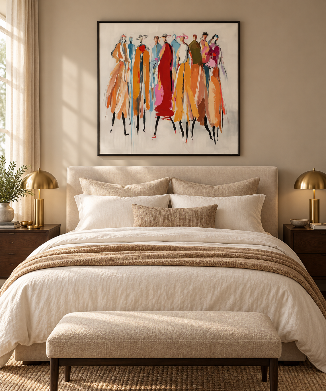AMARA multicolor figurative Art Deco wall art in a home office
