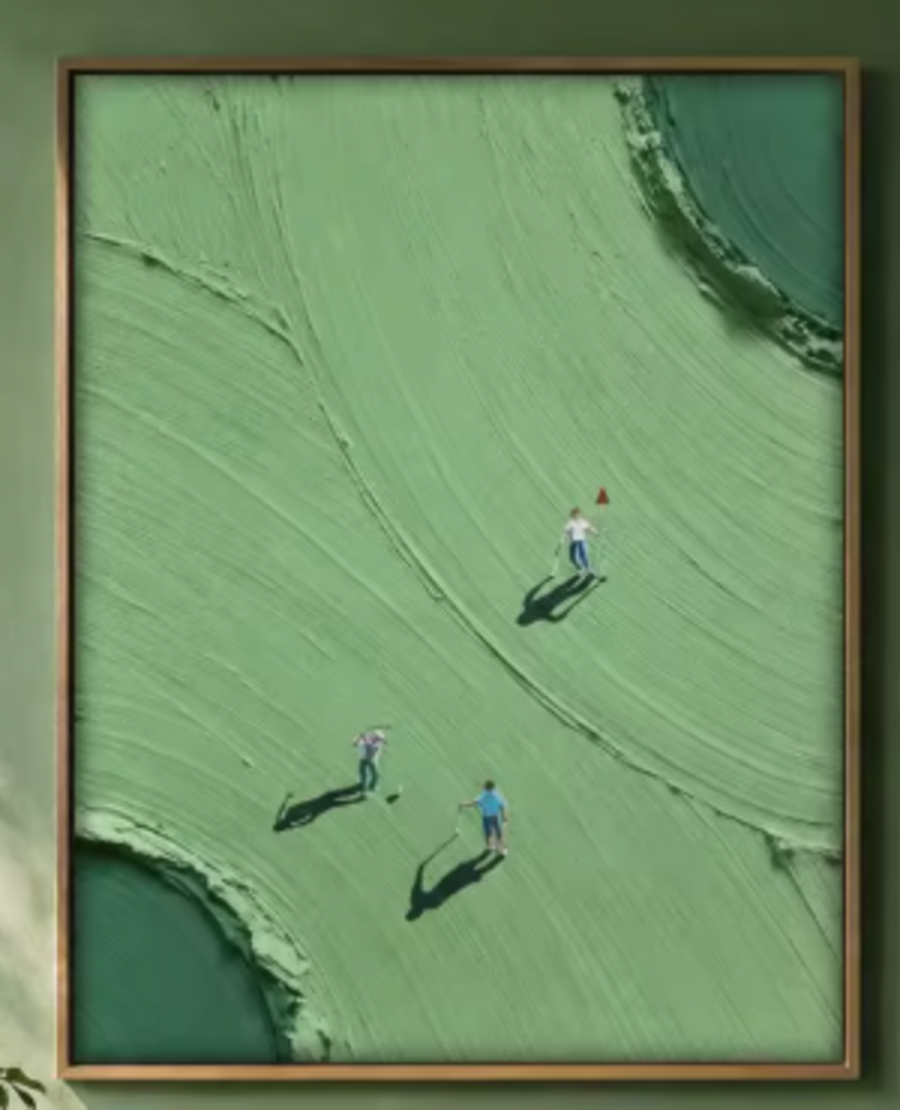 VERDARA pale sage golf course abstract wall art - original artwork