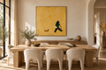 AURELIS ochre gold wall art in a contemporary dining room