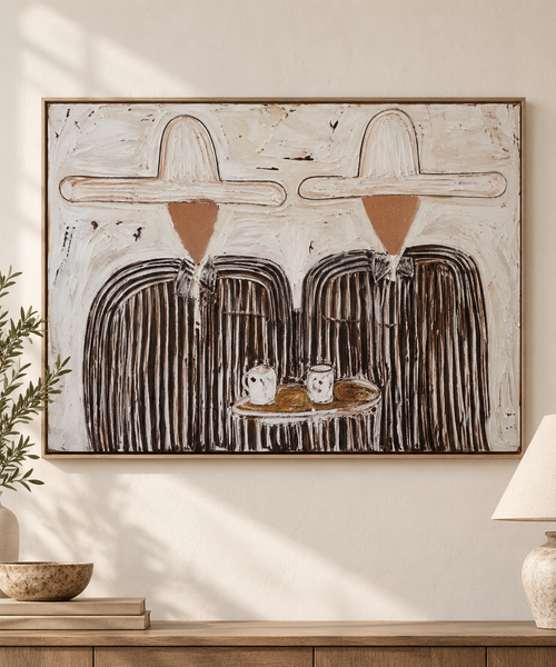 CALDERA black and ivory western duo textured wall art close-up