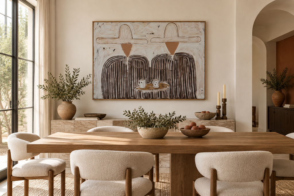 CALDERA western duo wall art in a contemporary dining room