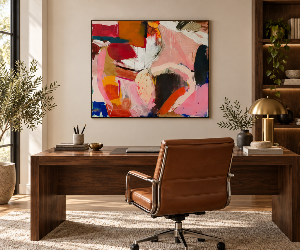 CALISTA multicolour abstract painting in a refined home office