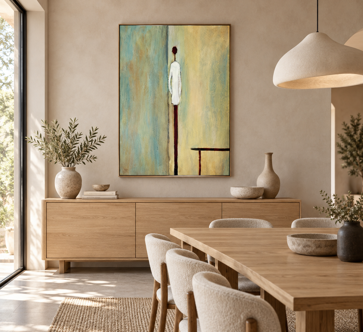 ELORIA figurative wall art in a contemporary dining room