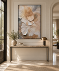 FLOREA sculptural floral relief wall art in a refined European entryway