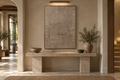 GRAIN taupe fine-line textured wall art in an entryway