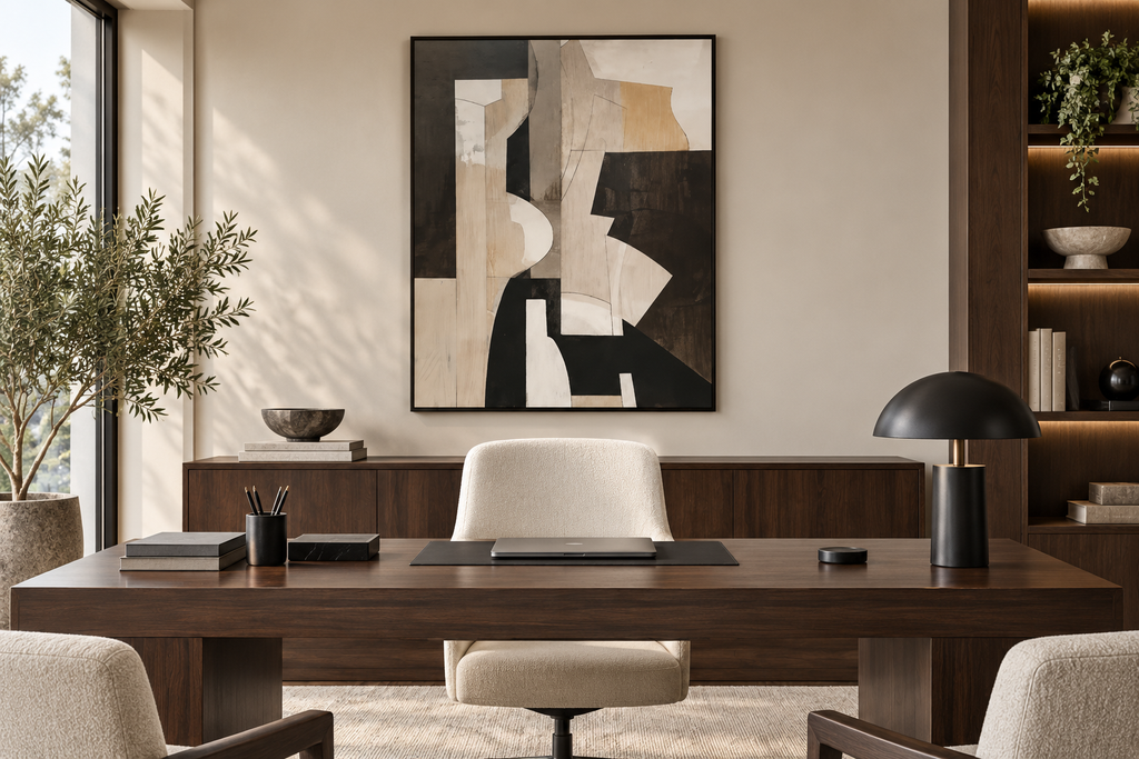 KALDEN geometric abstract wall art in an executive office