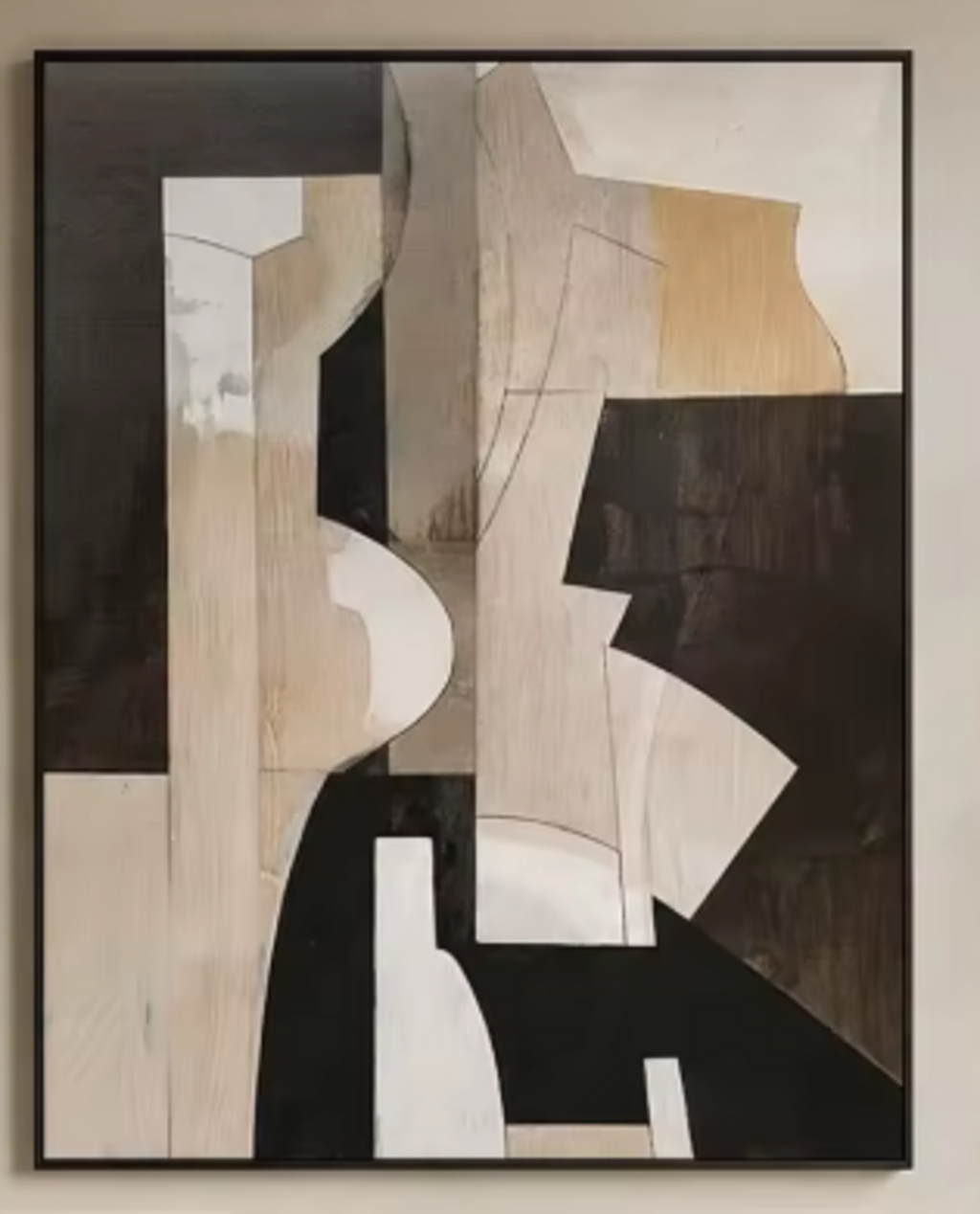 KALDEN black beige ivory geometric abstract wall art - original artwork