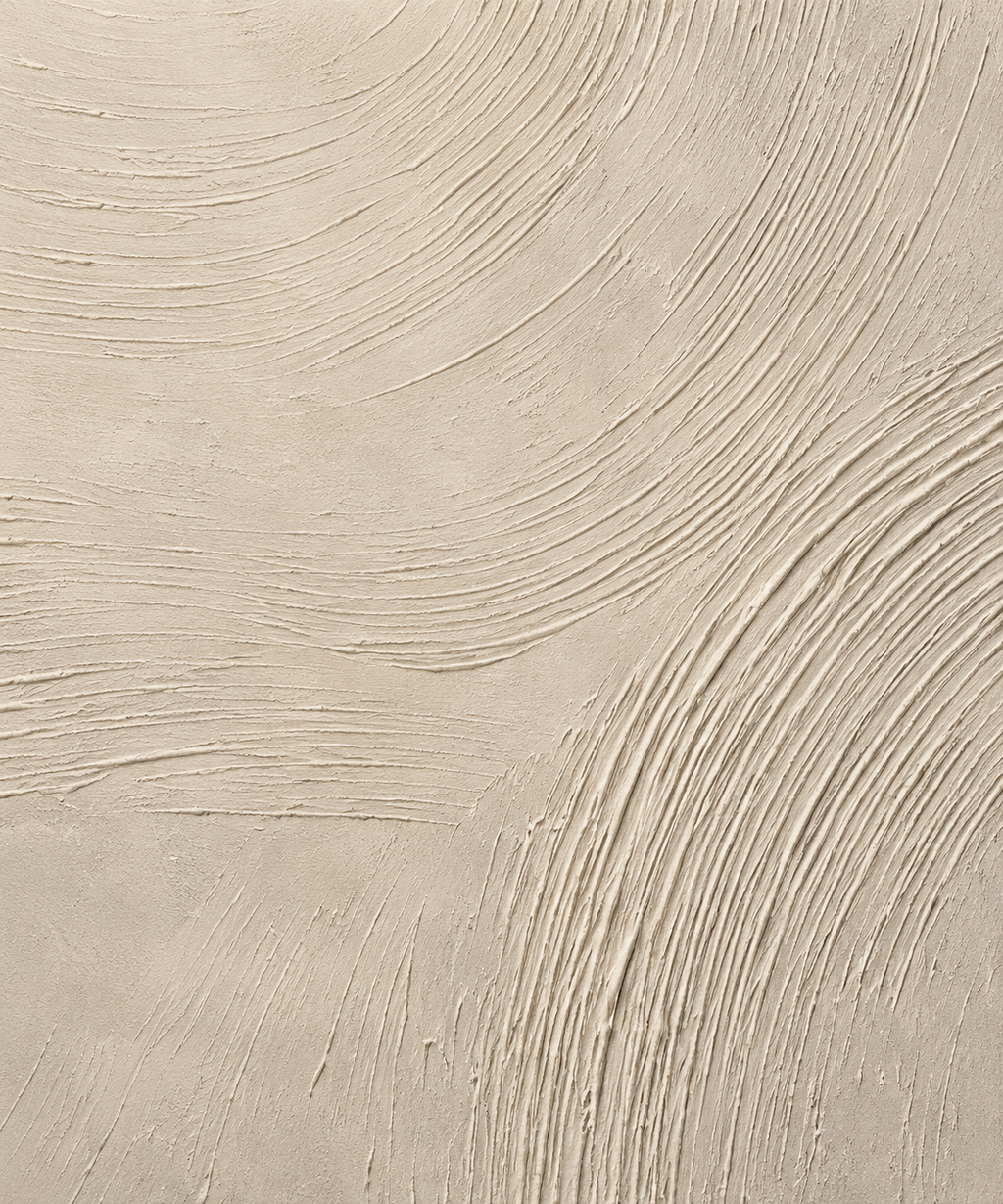 Close-up of KANSO handmade ivory plaster texture and organic relief lines