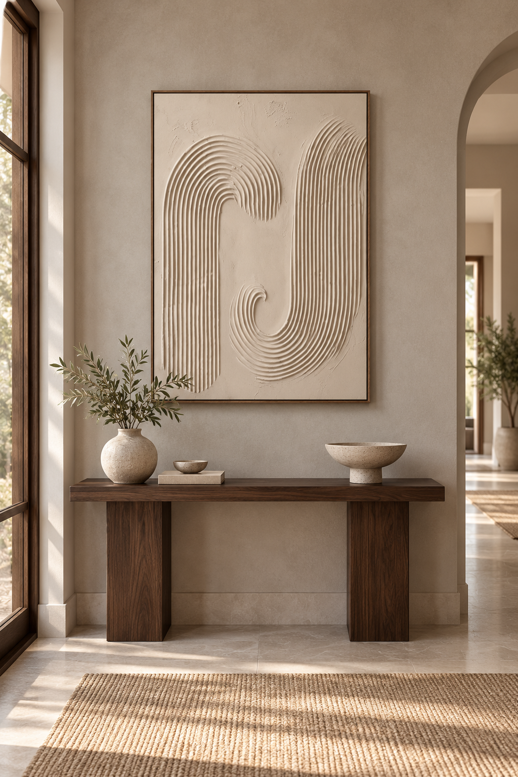 KAYA textured ivory arch Japandi wall art — featured view