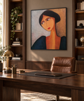 Nariel terracotta woman portrait wall art in a luxury home office