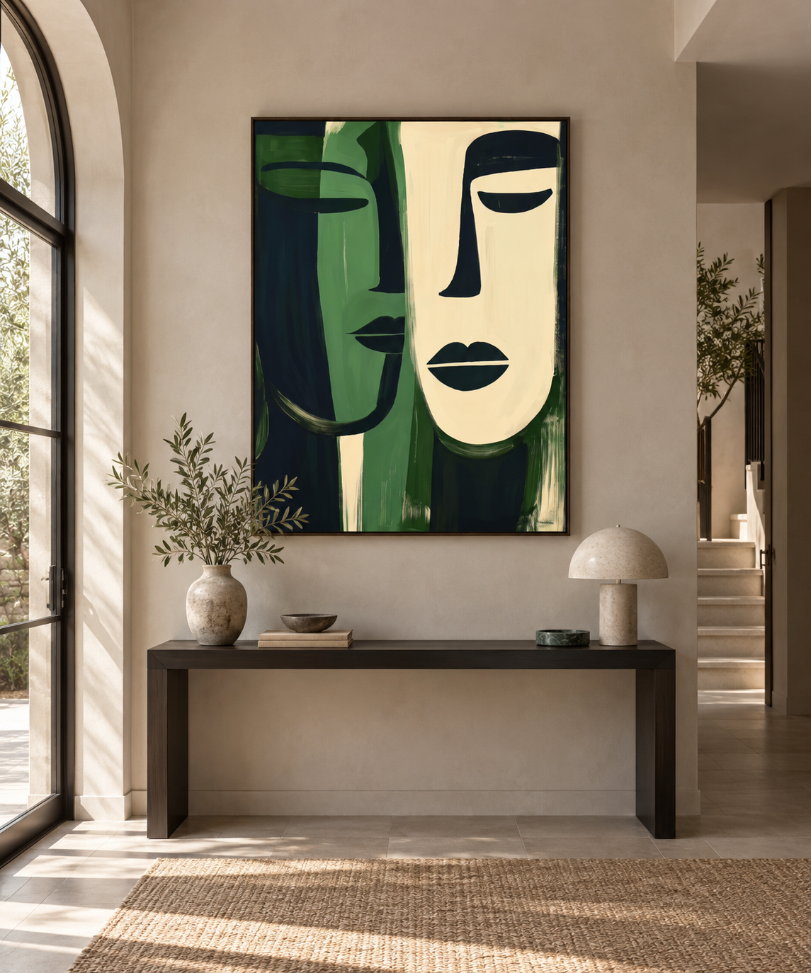 NAYA figurative abstract wall art in a contemporary entryway