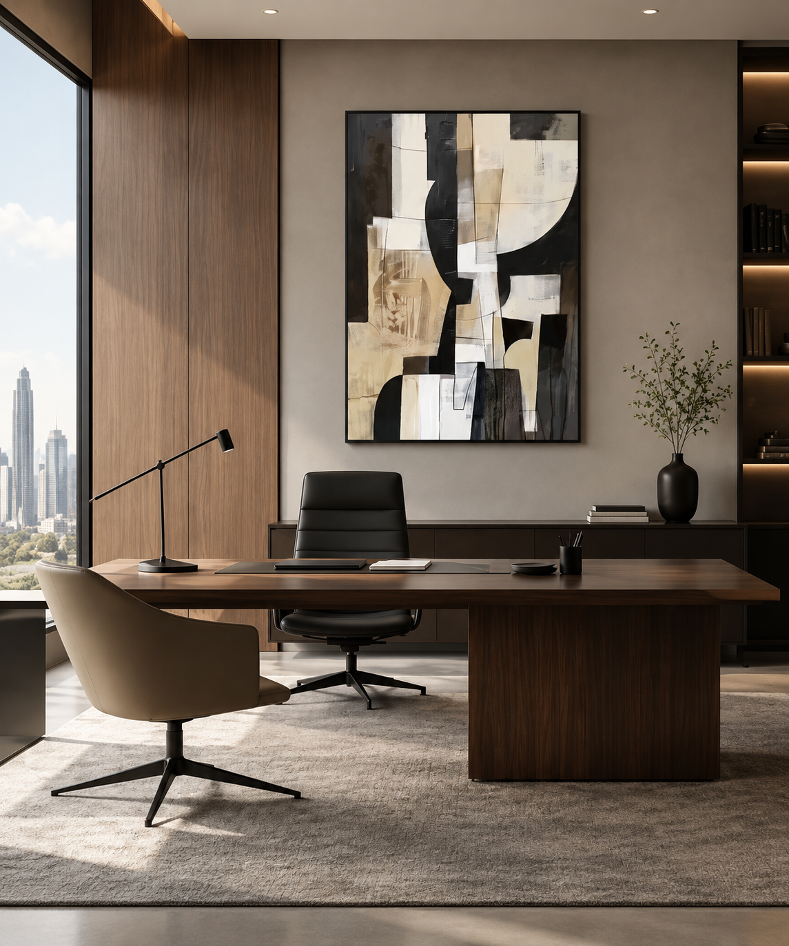 NOMA neutral geometric abstract wall art in an entryway