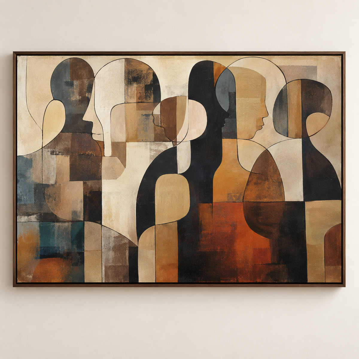 ORLA neutral terracotta figurative abstract wall art close-up