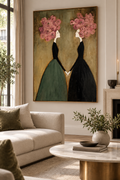 ROSALIA sage green and black women floral figurative wall art in a refined living room