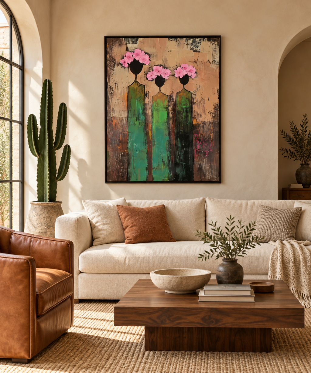 Rosavia floral figurative wall art in a contemporary living room