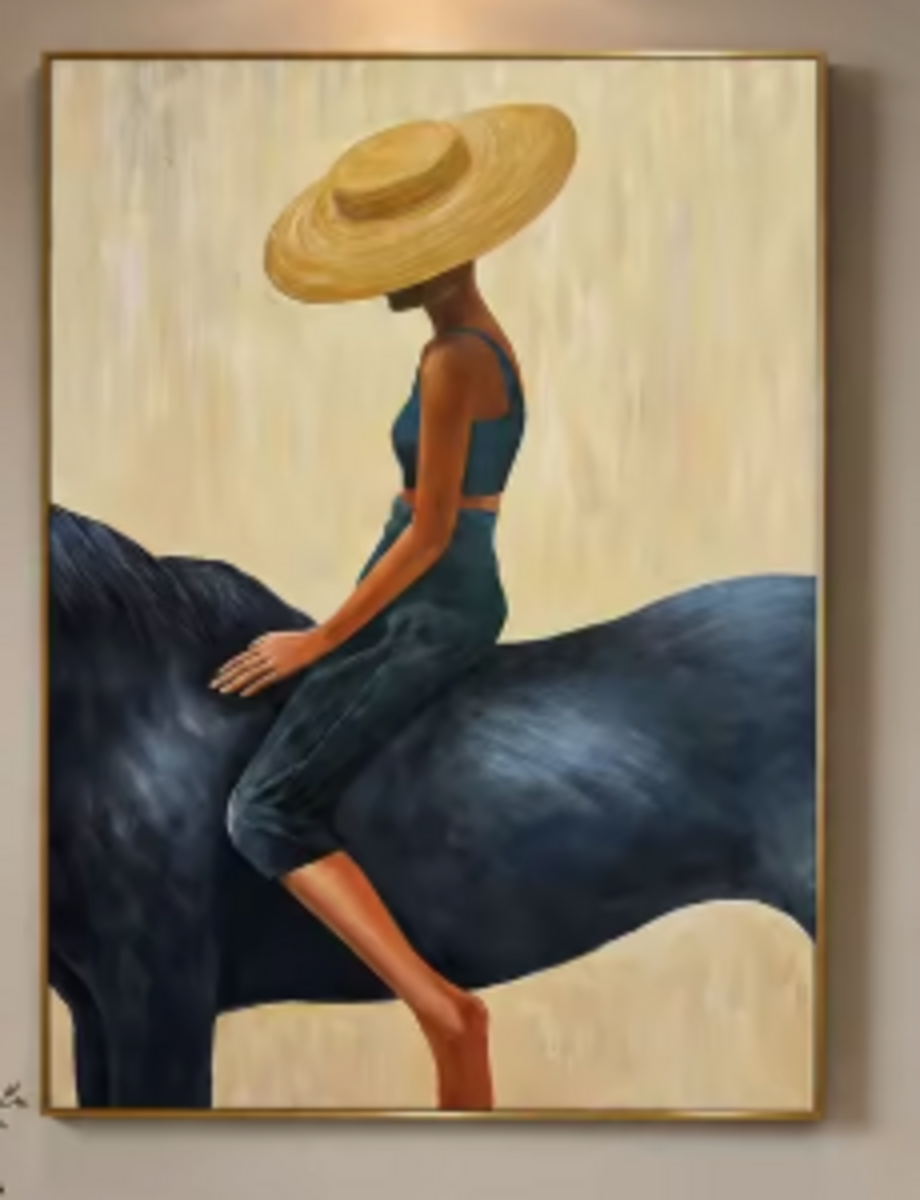 SERAYA woman riding a horse figurative wall art - original artwork