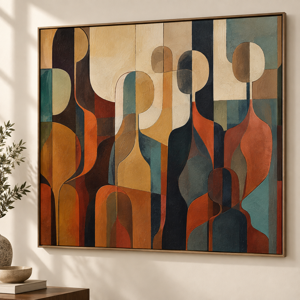 SOLARA abstract textured wall art close-up in warm earth tones