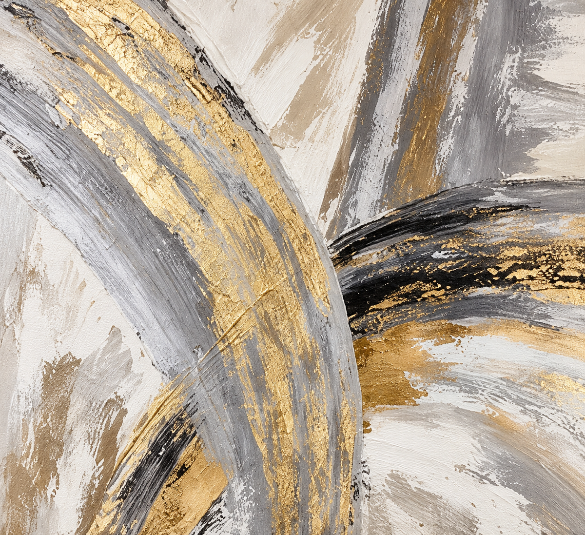 Close-up of SOLEN handmade ivory, grey and antique gold wall art texture