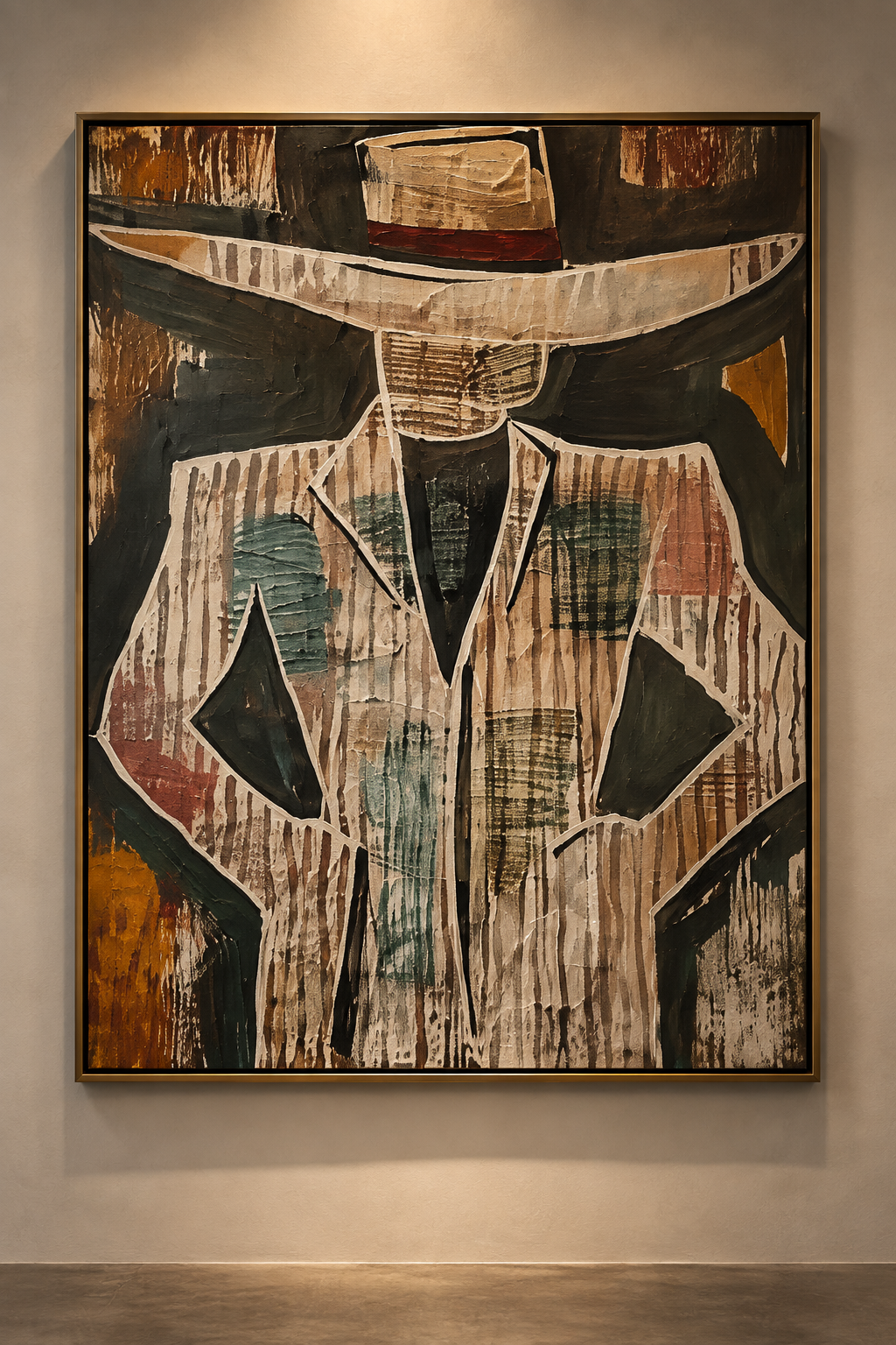 Vareno abstract man with hat textured wall art