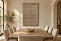 VELIN taupe linear textured wall art in a dining room