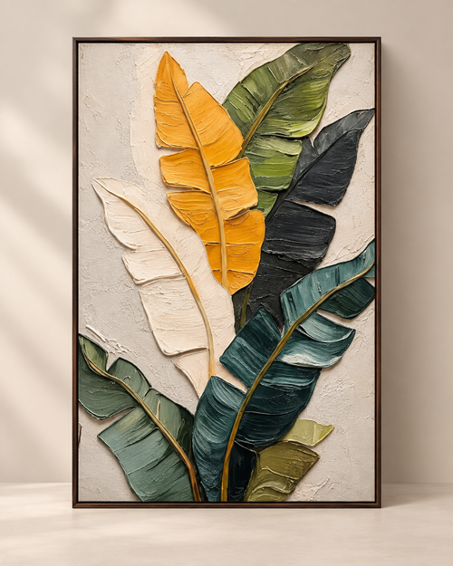 VERDORIS textured banana leaf wall art, front-facing hero